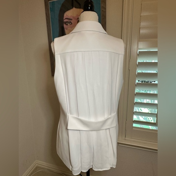 White House Black Market WHBM white pleated back sleeveless blazer vest 14 - Picture 2 of 8
